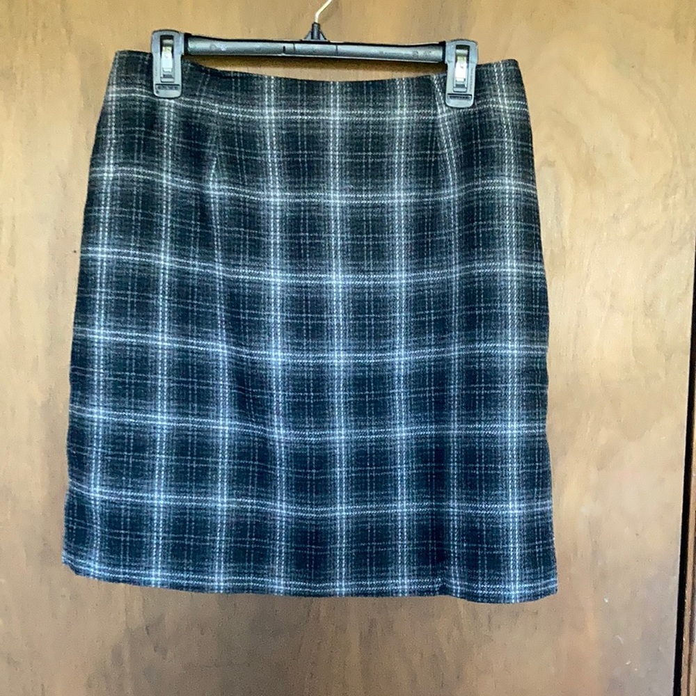 Vintage plaid print lined office skirt